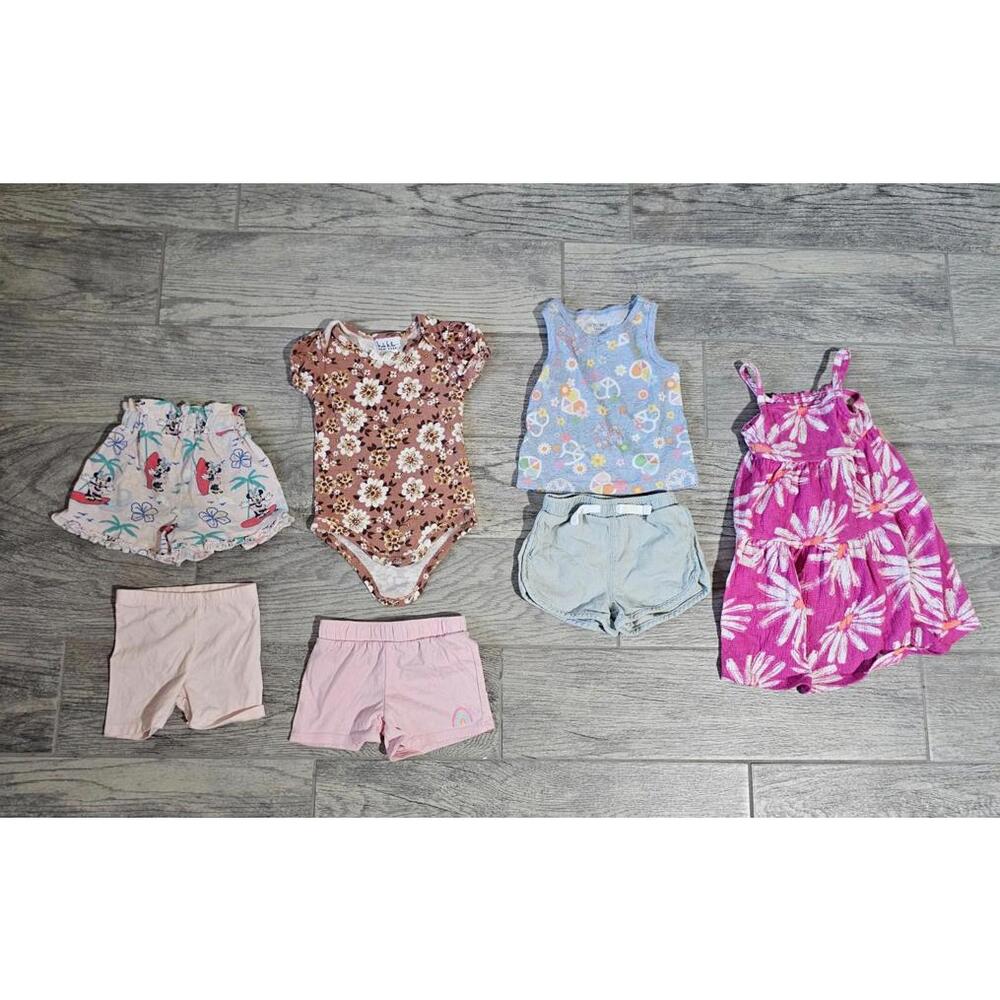 (Lot of 7) Girl's Shorts Tops Dress Garanimals Disney Carter's Sz 18 Months 18M